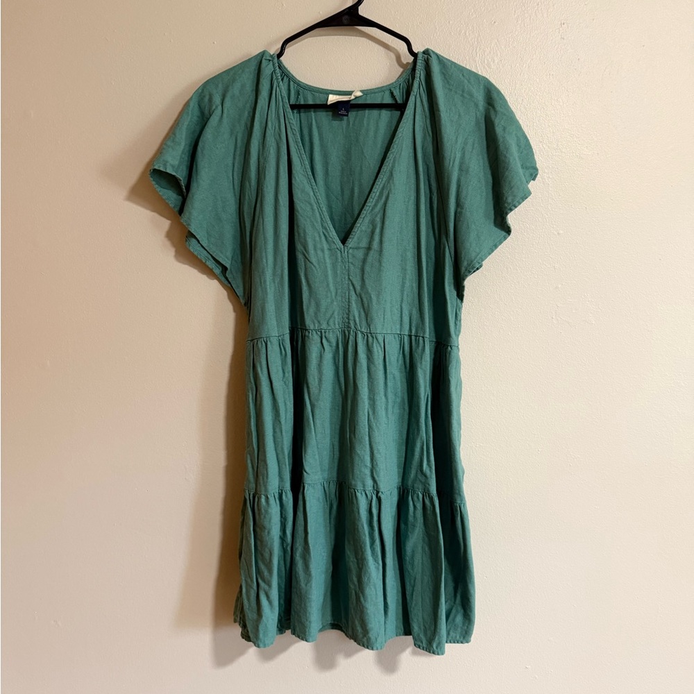 Universal Thread Green V-Neck Tiered Dress Size Large
